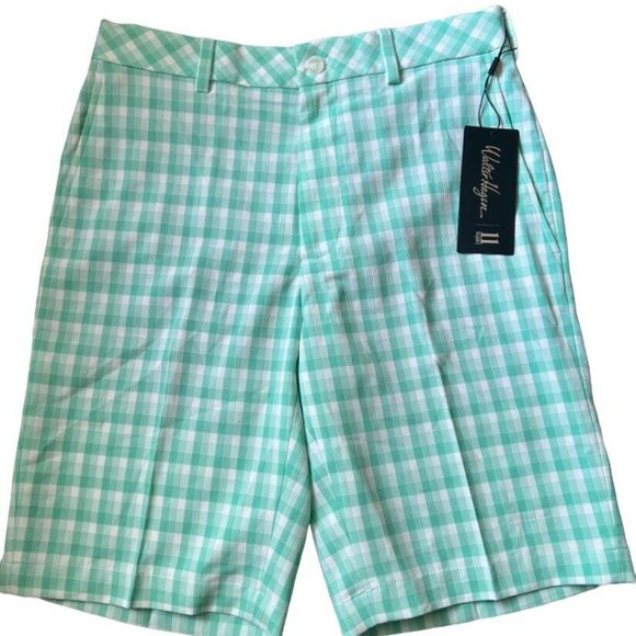 Walter Hagen Other - Walter Hagan Plain Brush Stroke Plaid Golf Shorts 10' Pool Blue